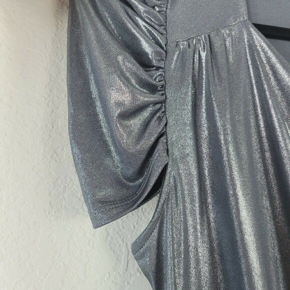 Vintage DS By Debbie Shuchat Evening Blouse Sz Large Metallic Gunmetal Shimmery - Picture 7 of 10